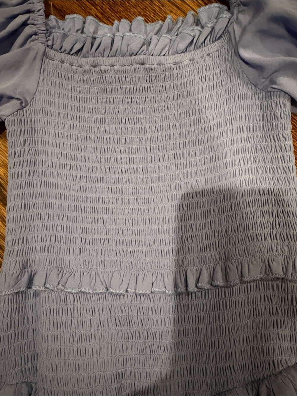 Katie J NYC Lavender Puff-Sleeve Smocked Tiered Dress - Picture 4 of 7
